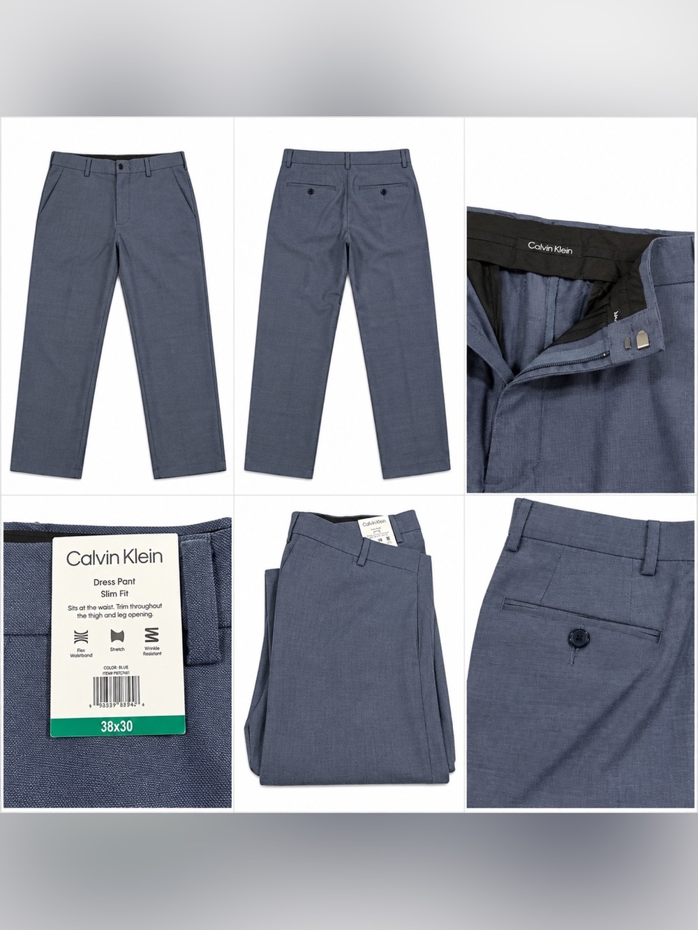 Calvin Klein Men's Slim Fit Dress Pants in Blue 38 x 30